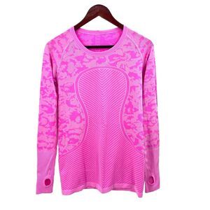 Lululemon Swiftly Hot Pink Camo Long Sleeve Athletic Top Womens 10